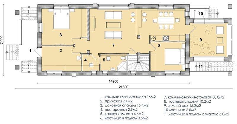 Четыре одноэтажных коттеджа 100-110 м2