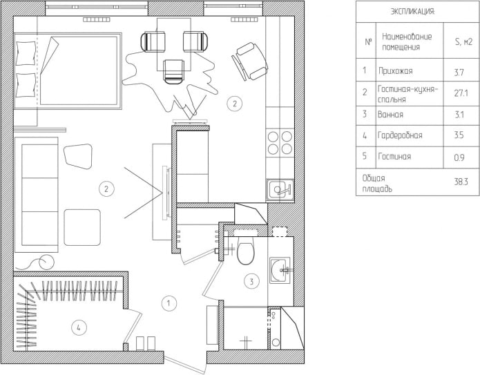 Как обустроить квартиру площадью 39 квадратных метров?