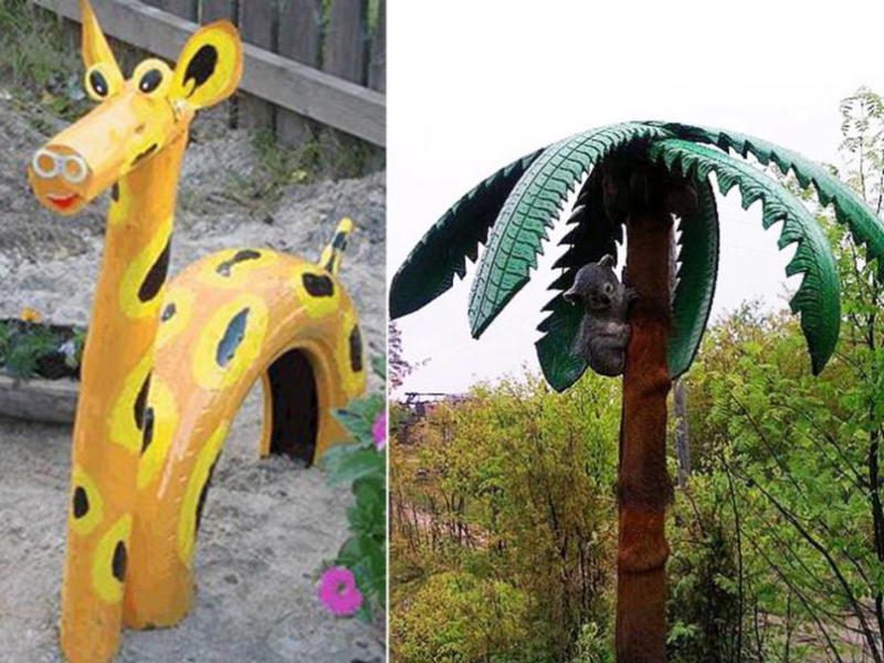 Вторая жизнь старых покрышек, украшение дачи