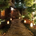 Фонари на клумбе